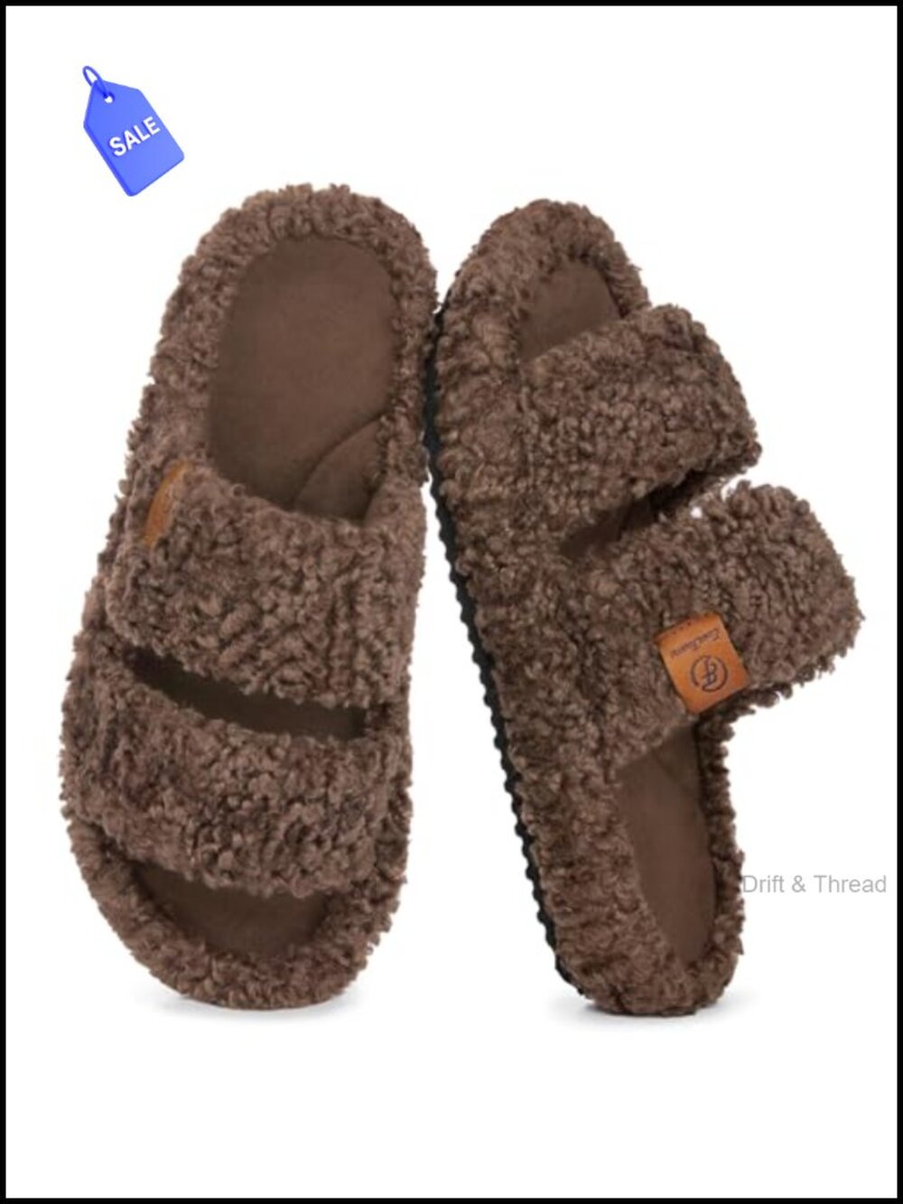 Fuzzy Open-Toe Slippers Memory Foam Faux Fur House Shoes